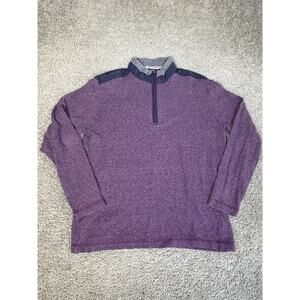 Bugatchi Sweater Mens L Purple Striped 1/4 Zip Mock Neck Pullover Knit Top